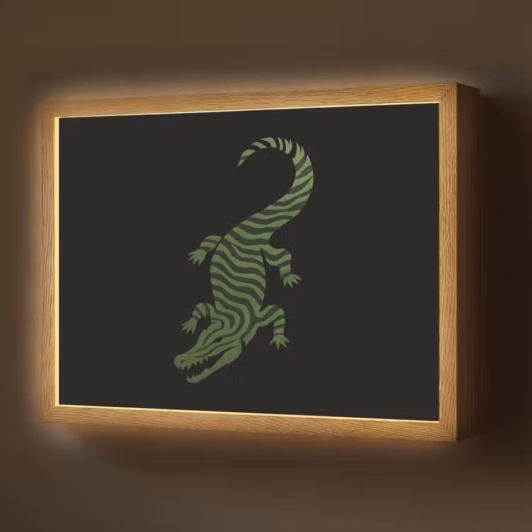 Lightbox - Wandlamp - Krokodil - Groen - Tijgerachtig - Strepen — 1