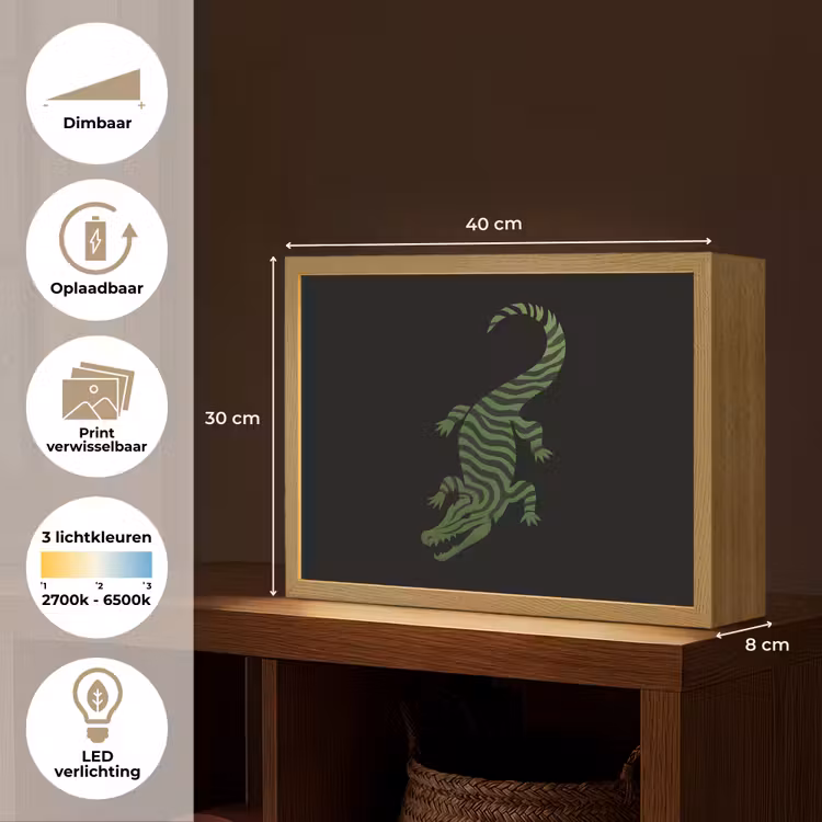 Lightbox - Wandlamp - Krokodil - Groen - Tijgerachtig - Strepen — 10