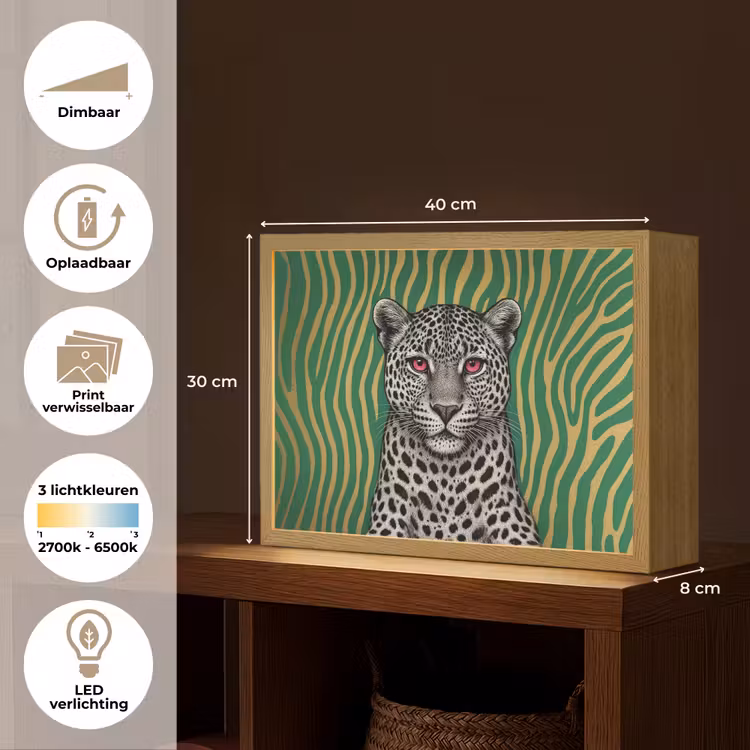 Lightbox - Wandlamp - Panter - Zebrapatroon - Groen — 10