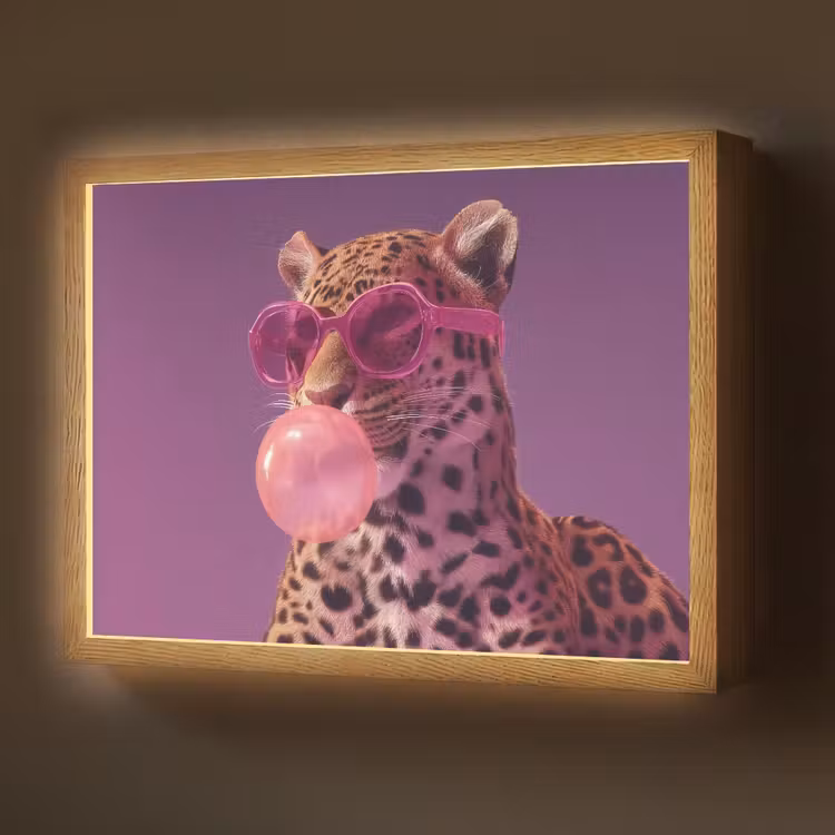 Lightbox - Wandlamp - Panter - Zonnebril - Kauwgombel - Roze — 1