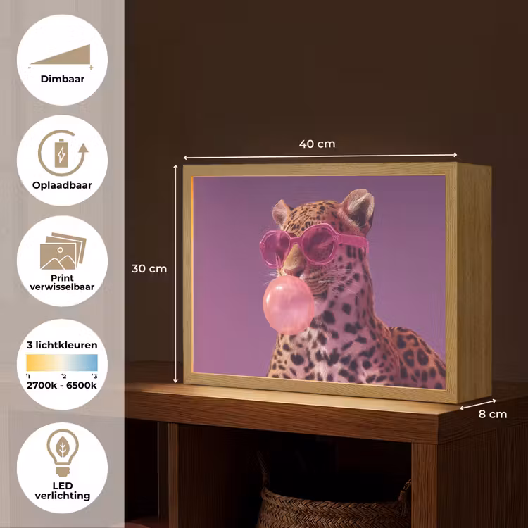 Lightbox - Wandlamp - Panter - Zonnebril - Kauwgombel - Roze — 10