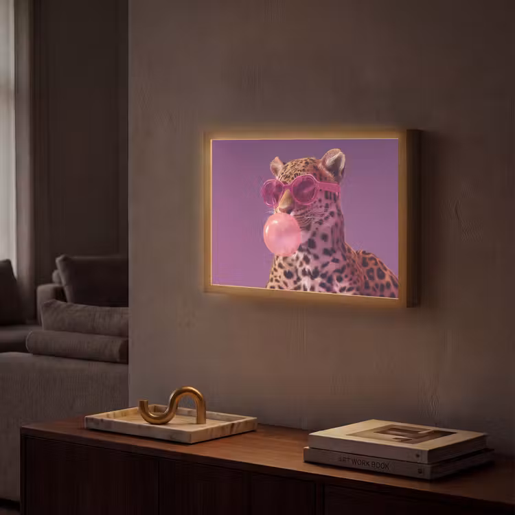 Lightbox - Wandlamp - Panter - Zonnebril - Kauwgombel - Roze — 2