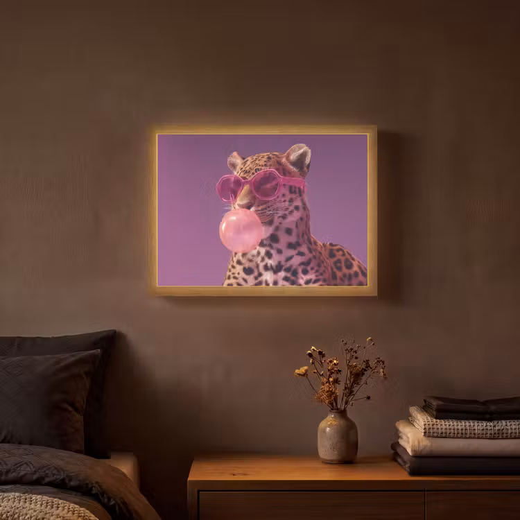 Lightbox - Wandlamp - Panter - Zonnebril - Kauwgombel - Roze — 3