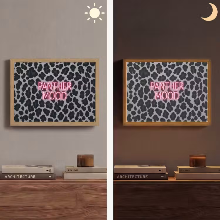 Lightbox - Wandlamp - Panterprint - Zwart - Neonletters - Roze — 6