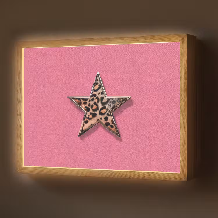 Lightbox - Wandlamp - Ster - Luipaard - Print - Roze — 1
