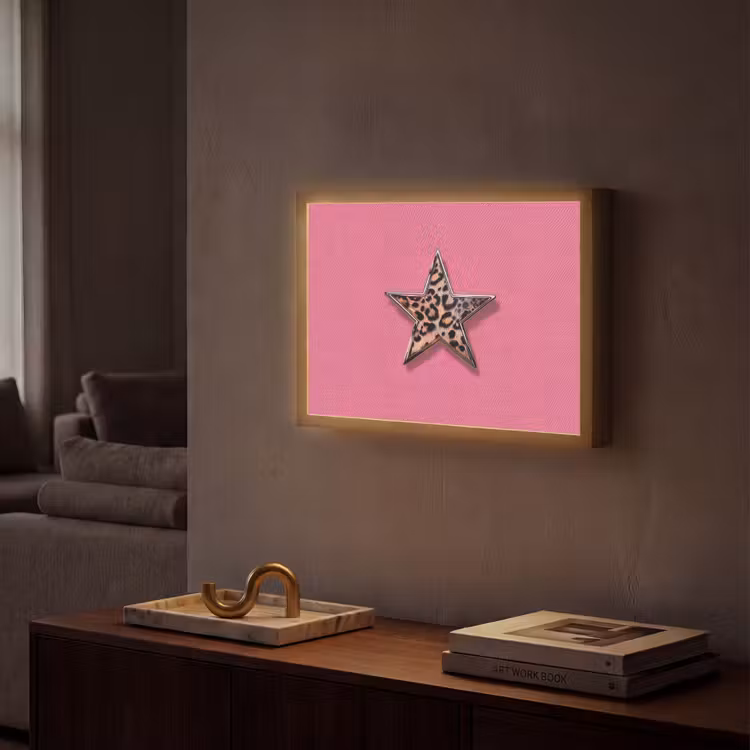 Lightbox - Wandlamp - Ster - Luipaard - Print - Roze — 2
