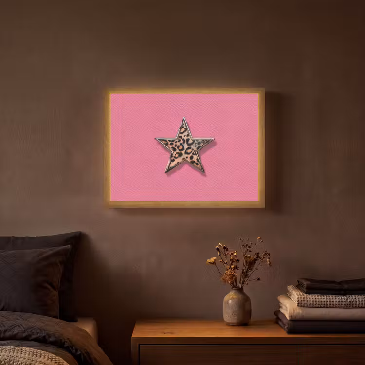Lightbox - Wandlamp - Ster - Luipaard - Print - Roze — 3