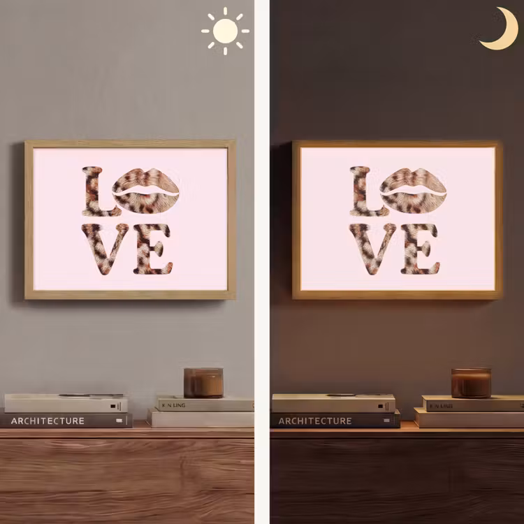 Lightbox - Wandlamp - Tekst - Love - Pantervacht - Lichtroze — 6