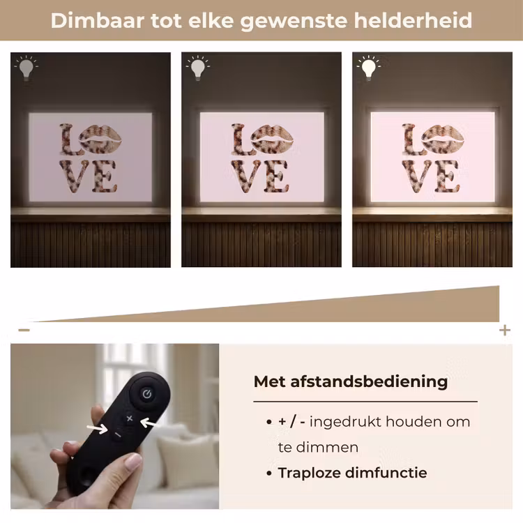 Lightbox - Wandlamp - Tekst - Love - Pantervacht - Lichtroze — 9