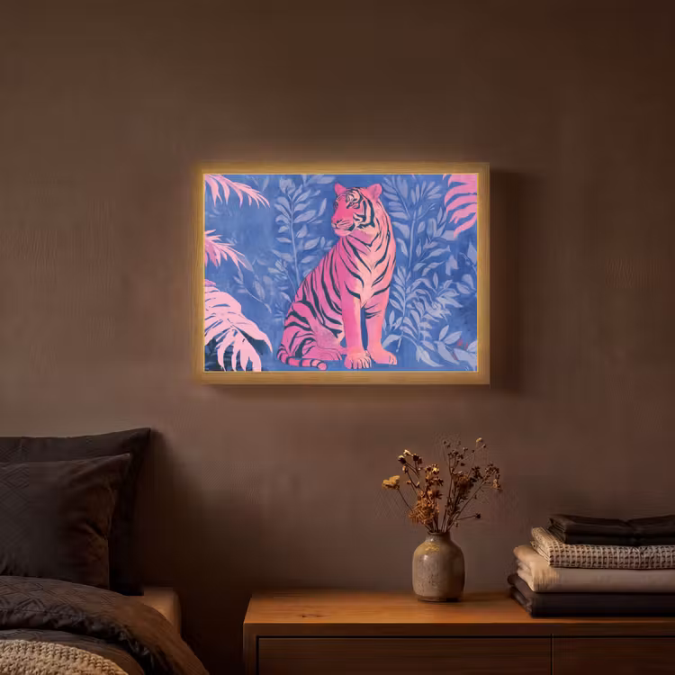 Lightbox - Wandlamp - Tijger - Roze - Bladeren - Jungle — 3