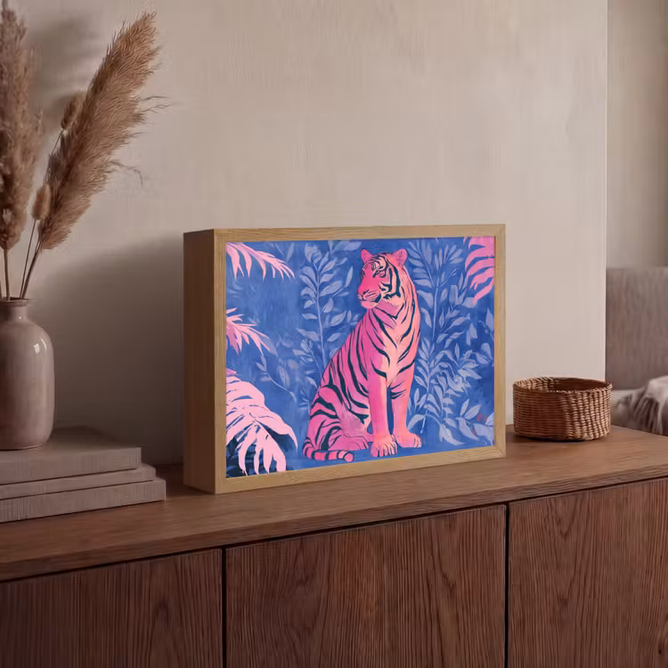 Lightbox - Wandlamp - Tijger - Roze - Bladeren - Jungle — 4