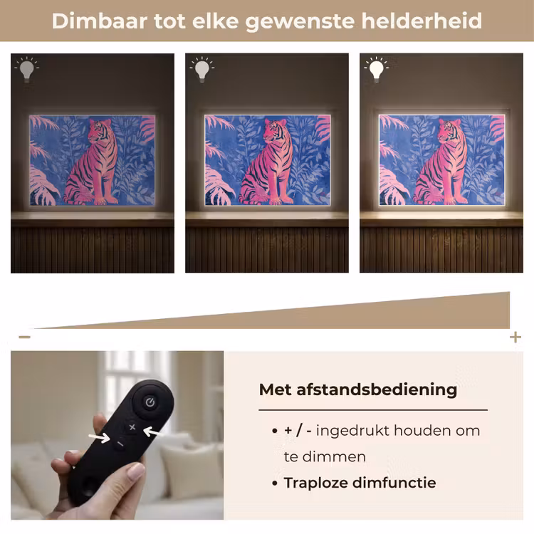 Lightbox - Wandlamp - Tijger - Roze - Bladeren - Jungle — 9