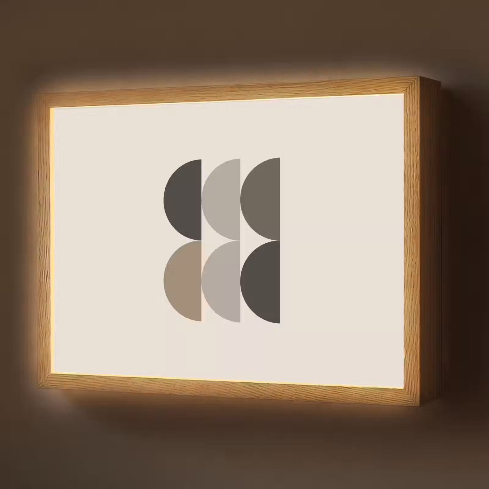 Lightbox - Wandlamp - Halve cirkels - Aardetinten - Grafisch — 1