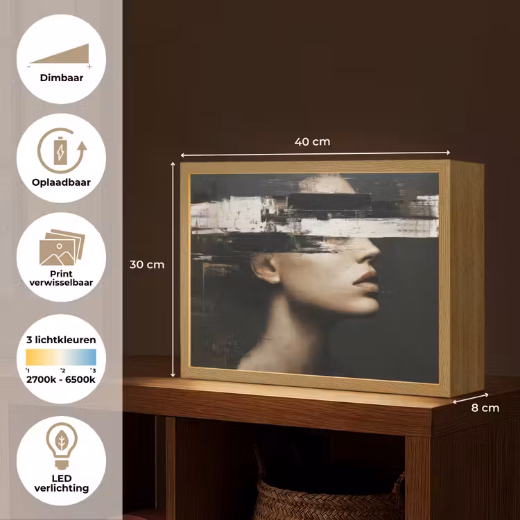 Lightbox - Wandlamp - Gezicht - Vrouw - Zwart - Abstract — 10