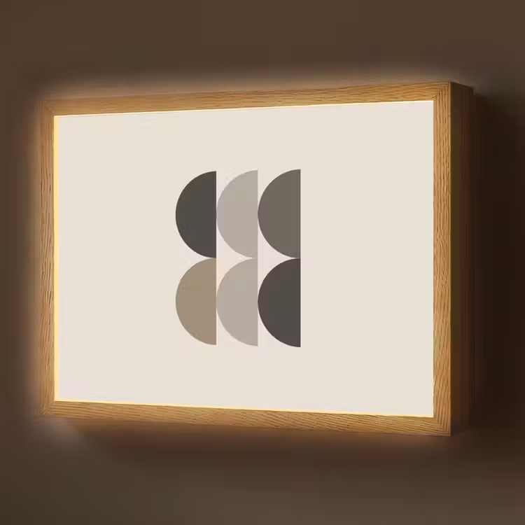 Lightbox - Wandlamp - Halve cirkels - Aardetinten - Grafisch — 1