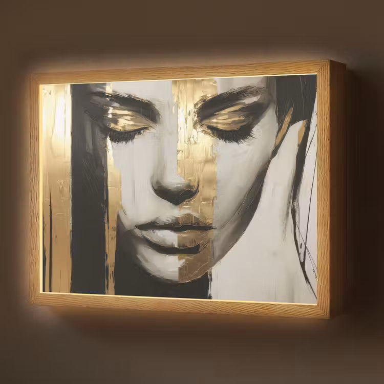 Lightbox - Wandlamp - Ogen - Gezicht - Goud - Strepen — 1