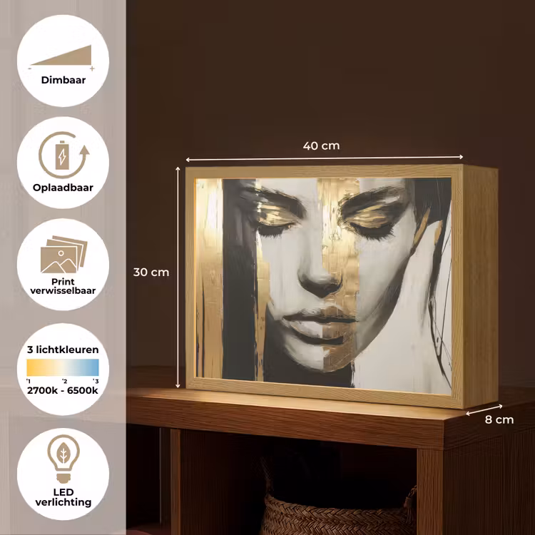 Lightbox - Wandlamp - Ogen - Gezicht - Goud - Strepen — 10