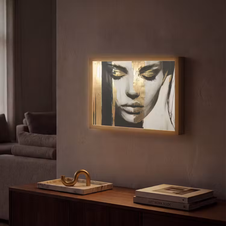 Lightbox - Wandlamp - Ogen - Gezicht - Goud - Strepen — 2