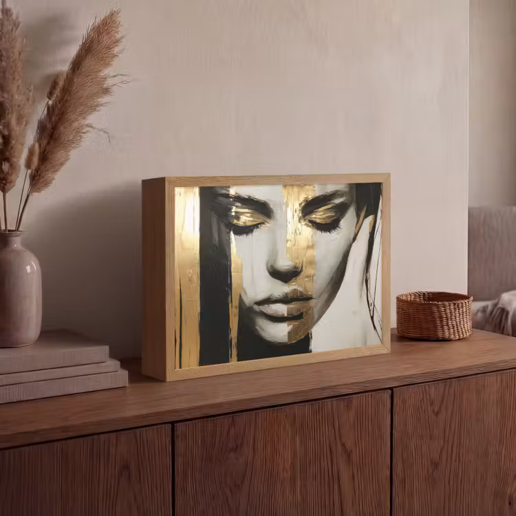 Lightbox - Wandlamp - Ogen - Gezicht - Goud - Strepen — 4
