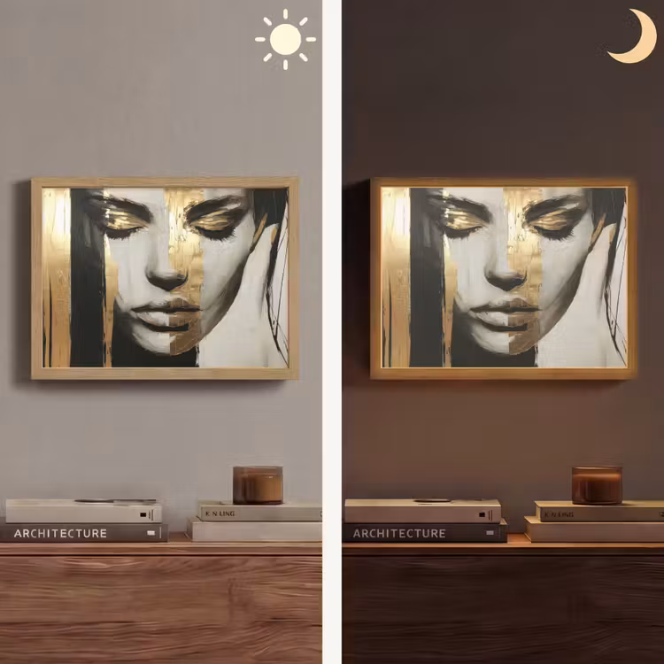 Lightbox - Wandlamp - Ogen - Gezicht - Goud - Strepen — 6