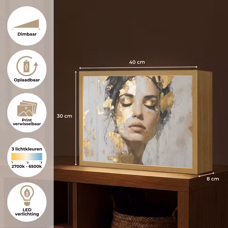 Lightbox - Wandlamp - Sierlijk - Vrouw - Goud - Ogen — 10
