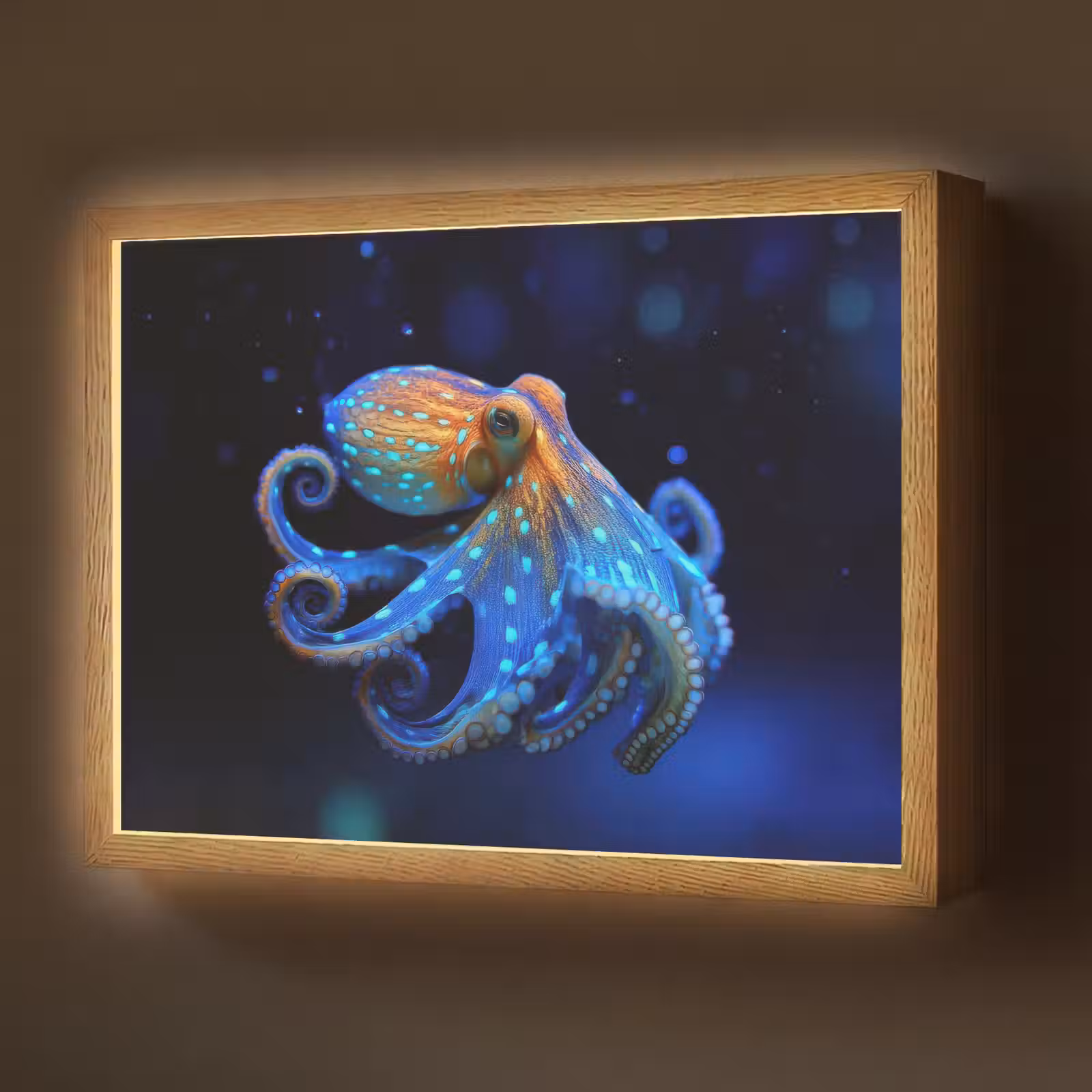 Lightbox - Wandlamp - Octopus - Stippen - Blauw - Zee — 1