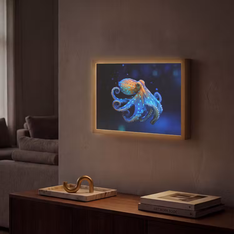 Lightbox - Wandlamp - Octopus - Stippen - Blauw - Zee — 2