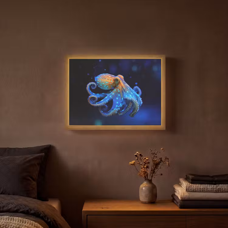Lightbox - Wandlamp - Octopus - Stippen - Blauw - Zee — 3