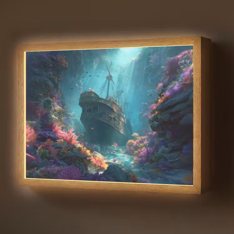 Lightbox - Wandlamp - Schip - Hout - Koraalriffen - Zonlicht — 1