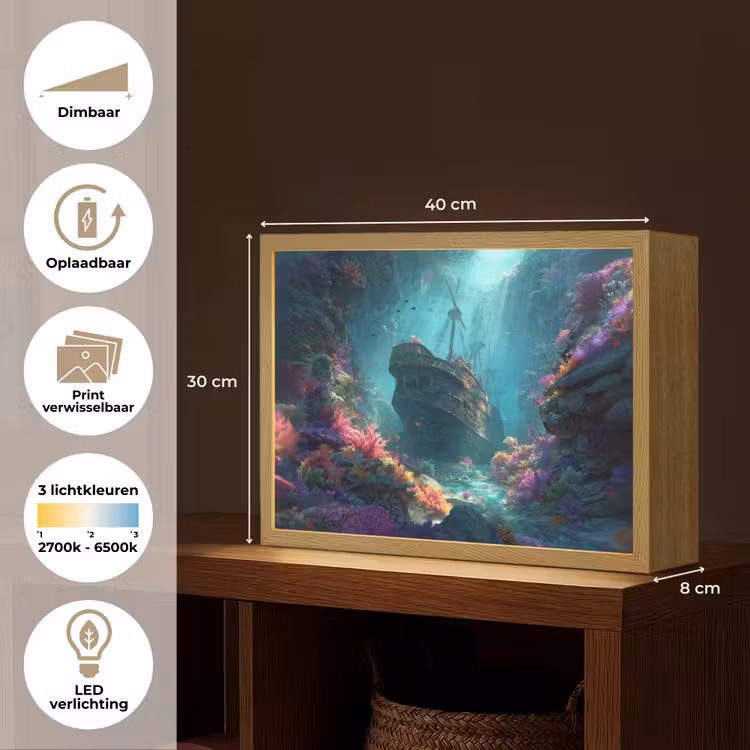Lightbox - Wandlamp - Schip - Hout - Koraalriffen - Zonlicht — 10