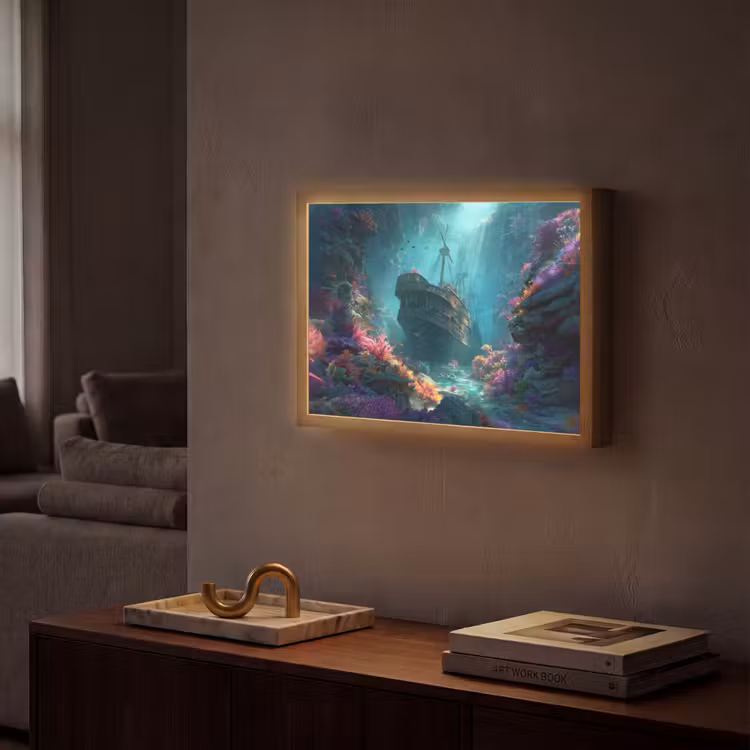 Lightbox - Wandlamp - Schip - Hout - Koraalriffen - Zonlicht — 2