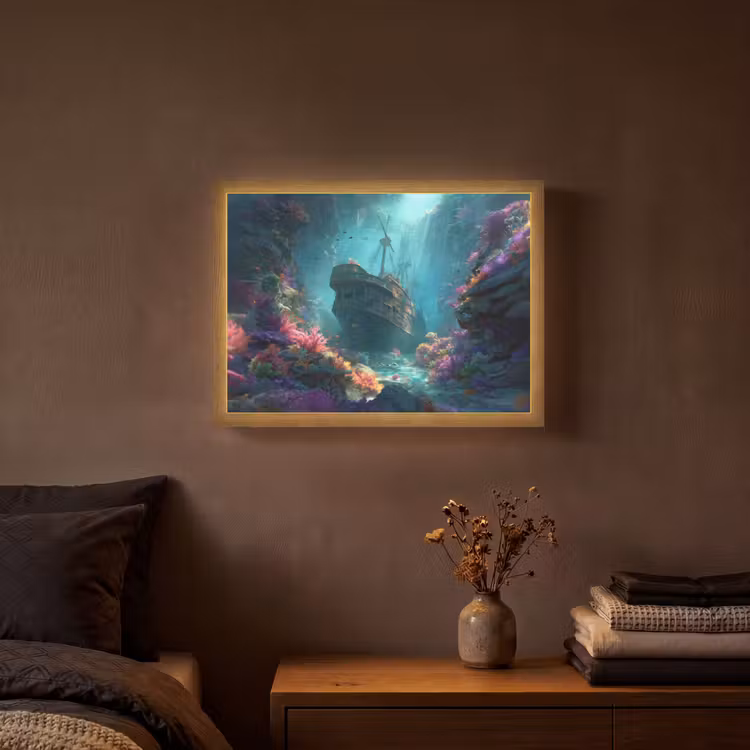 Lightbox - Wandlamp - Schip - Hout - Koraalriffen - Zonlicht — 3
