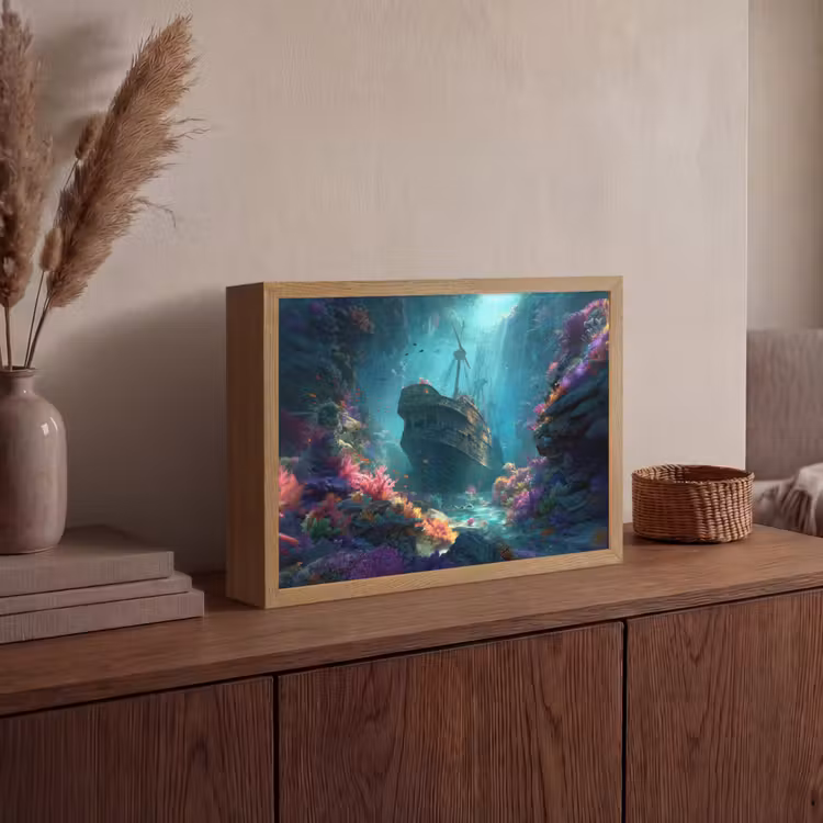Lightbox - Wandlamp - Schip - Hout - Koraalriffen - Zonlicht — 4