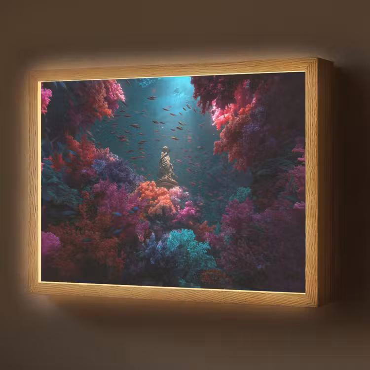 Lightbox - Wandlamp - Standbeeld - Zeebodem - Koraal - Kleurrijk — 1