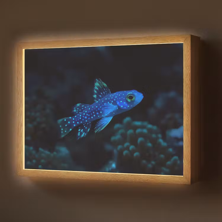 Lightbox - Wandlamp - Vis - Stippen - Koraal - Blauw — 1