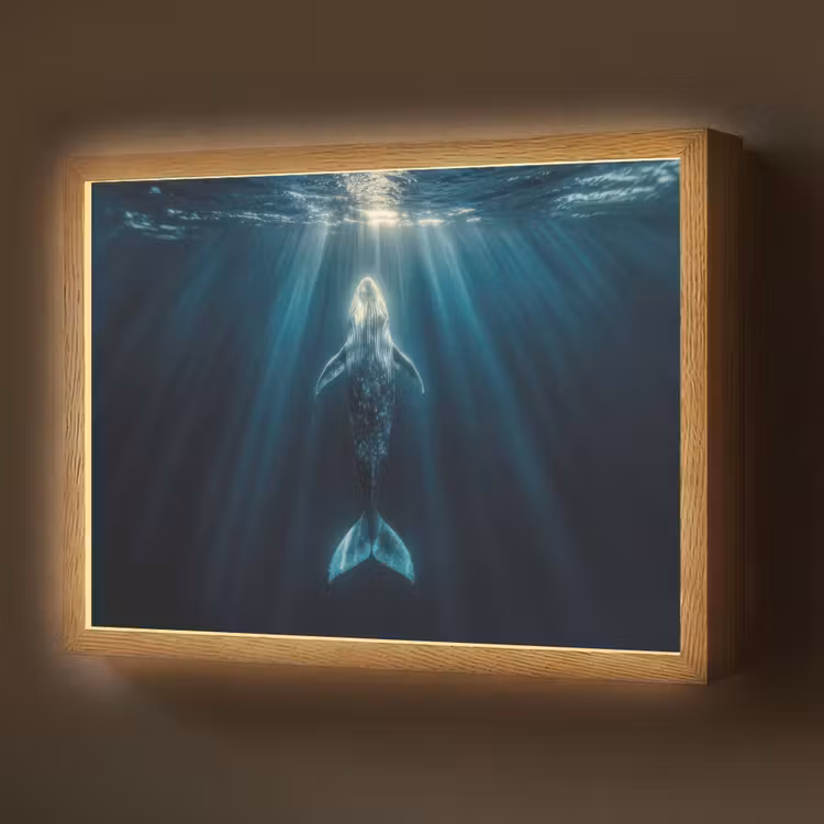 Lightbox - Wandlamp - Walvis - Water - Zonnestralen - Blauw — 1