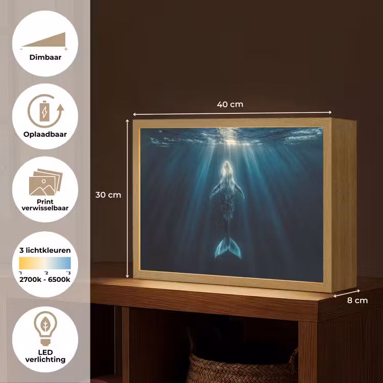 Lightbox - Wandlamp - Walvis - Water - Zonnestralen - Blauw — 10