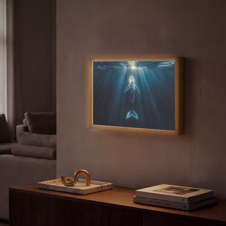 Lightbox - Wandlamp - Walvis - Water - Zonnestralen - Blauw — 2