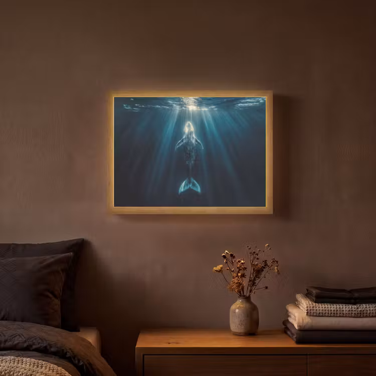 Lightbox - Wandlamp - Walvis - Water - Zonnestralen - Blauw — 3