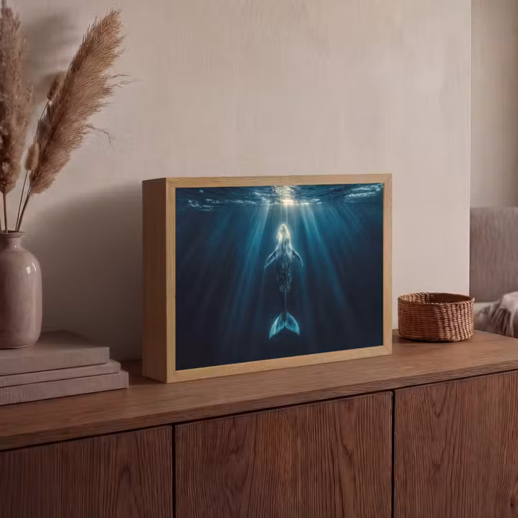 Lightbox - Wandlamp - Walvis - Water - Zonnestralen - Blauw — 4