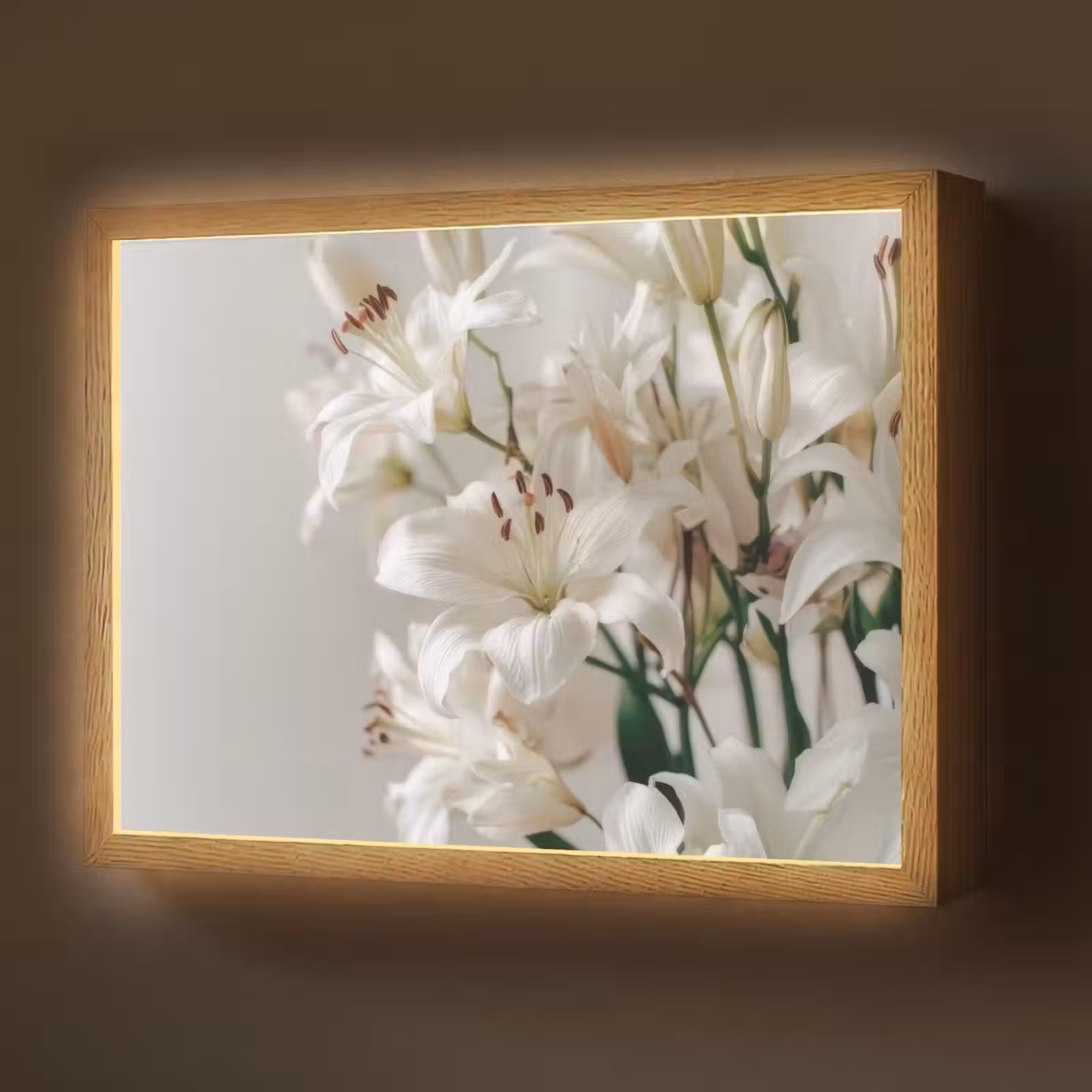 Lightbox - Wandlamp - Lelies - Boekte - Wit - Meeldraden — 1