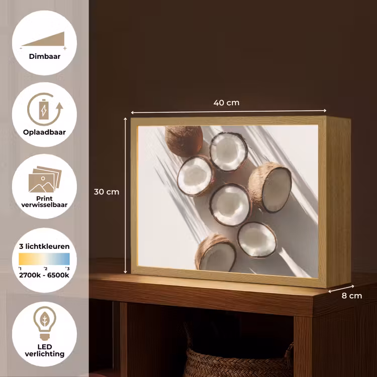 Lightbox - Wandlamp - Kokosnoten - Bruin - Shaduw — 10