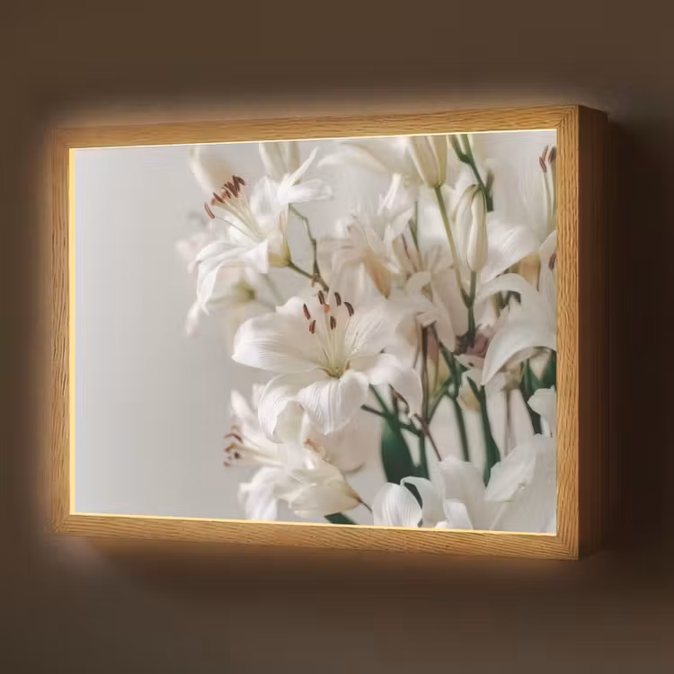 Lightbox - Wandlamp - Lelies - Boekte - Wit - Meeldraden — 1