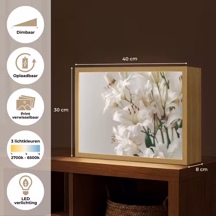 Lightbox - Wandlamp - Lelies - Boekte - Wit - Meeldraden — 10