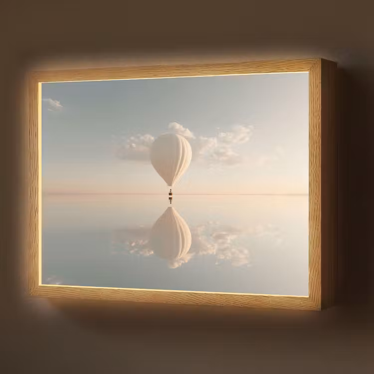 Lightbox - Wandlamp - Luchtballon - Wolken - Water - Blauw — 1