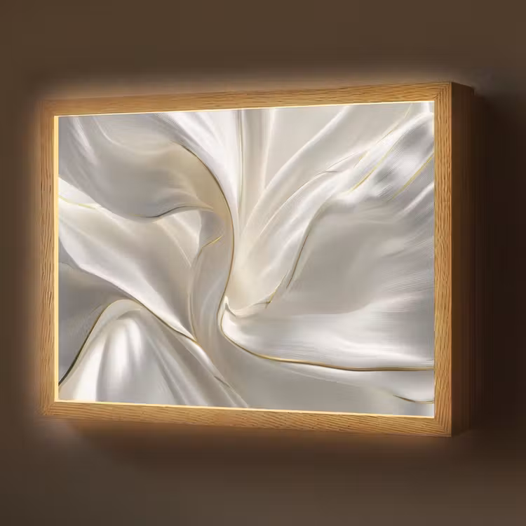 Lightbox - Wandlamp - Stof - Plooien - Goud — 1