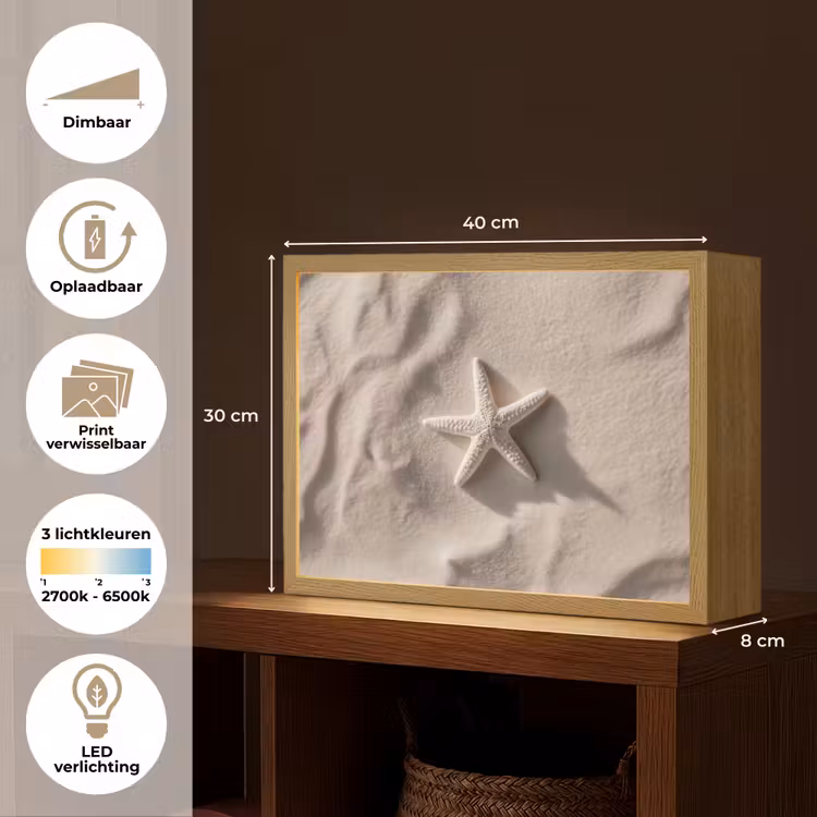 Lightbox - Wandlamp - Strand - Zeester - Zand - Beige — 10