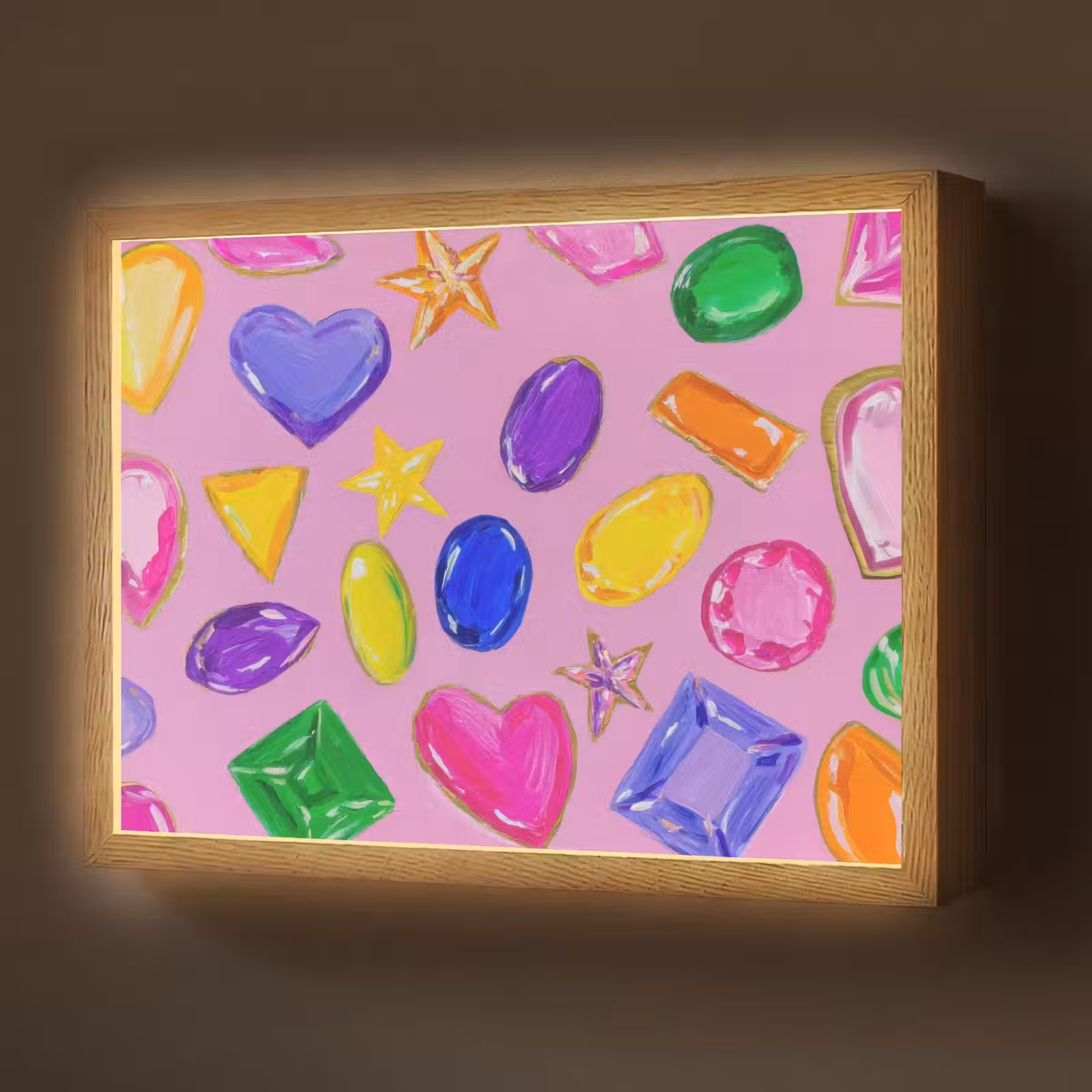 Lightbox - Wandlamp - Edelstenen - Vormen - Hartje - Kleurrijk — 1