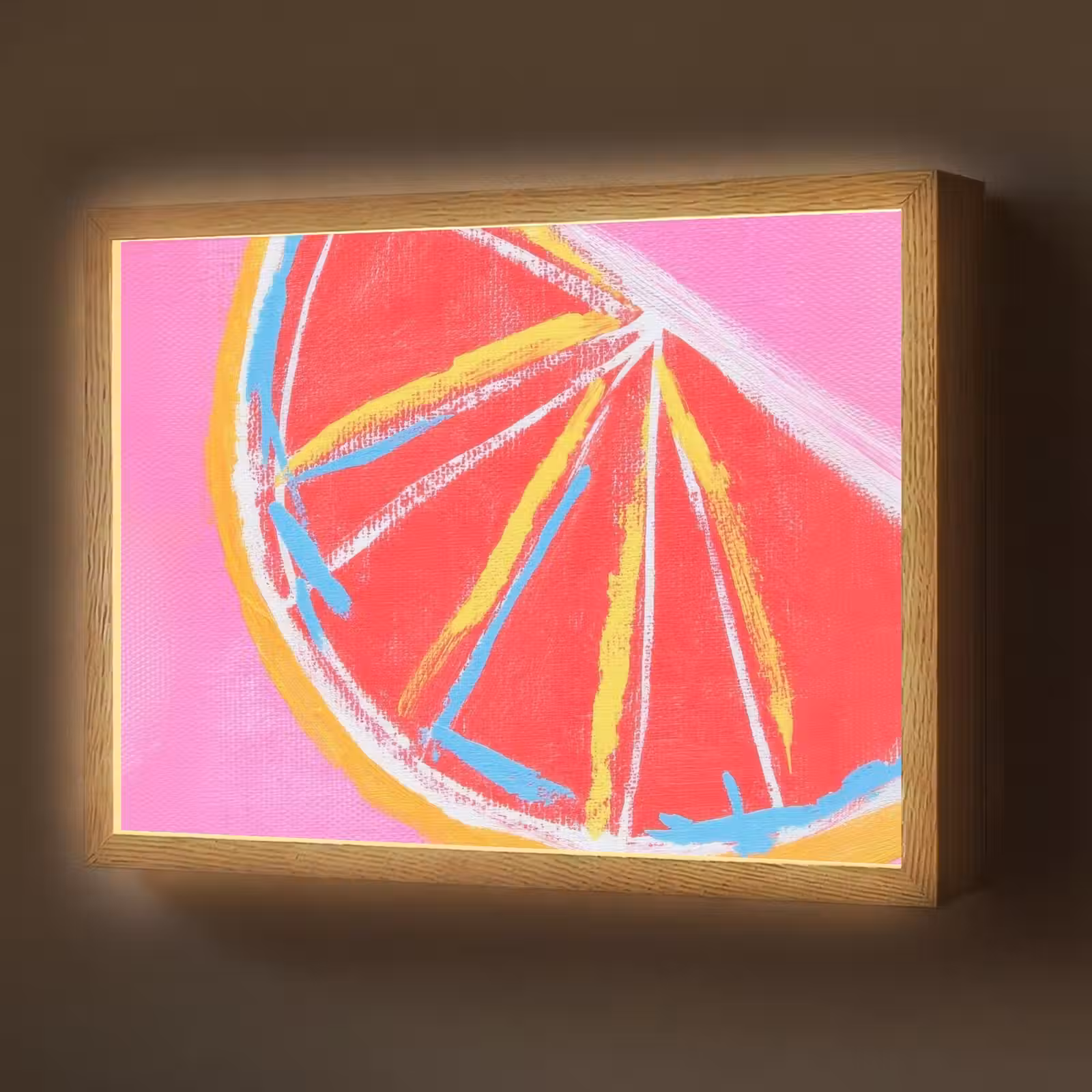 Lightbox - Wandlamp - Grapefruit - Geschilderd - Roze - Strepen — 1