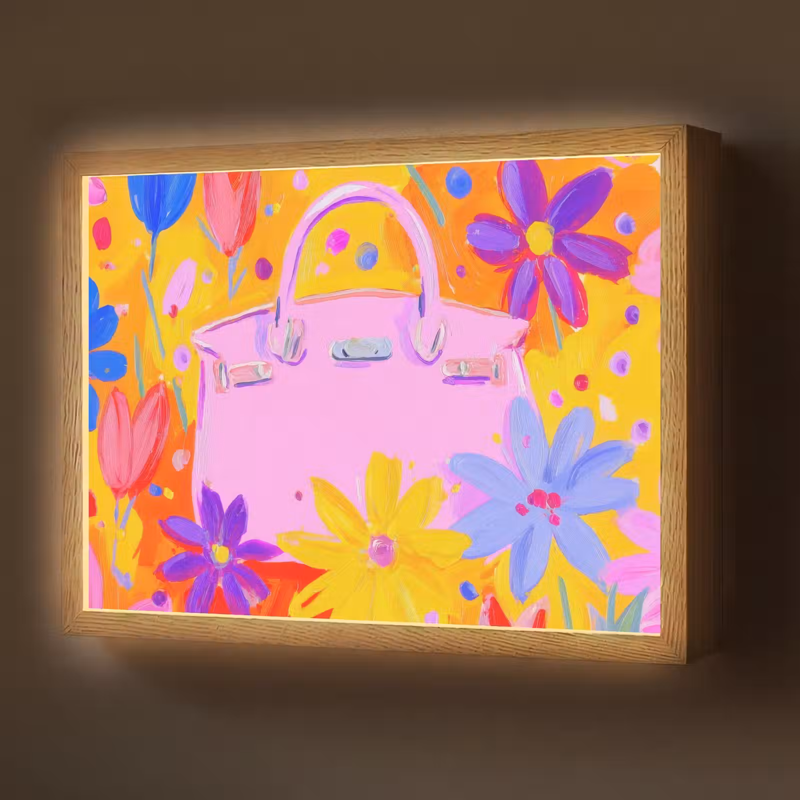 Lightbox - Wandlamp - Tas - Roze - Bloemen — 1